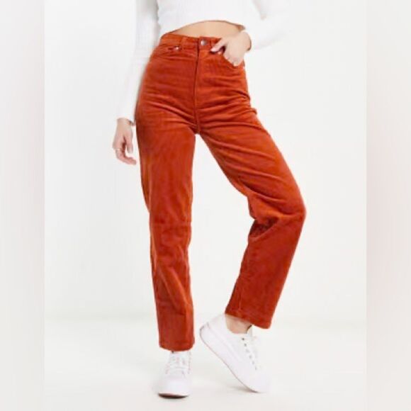 Anthropologie BDG Rust Orangey Brown Mom High Rise Corduroy Pants - Picture 1 of 9